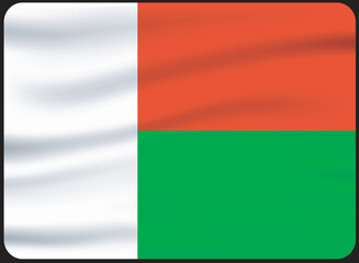 3d illustration flag of Madagascar. Madagascar flag waving isolated on white background with clipping path. 
