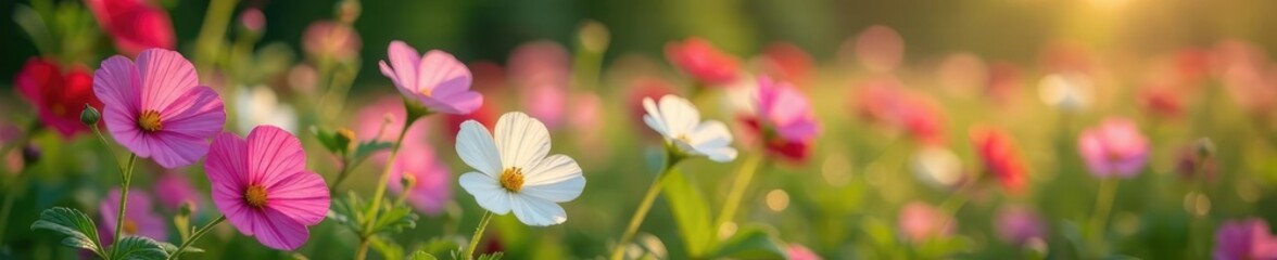 Delicate morning glory flowers in a vintage garden, flower field, gardens, nature