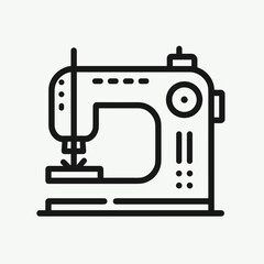 Sewing machine icon in vector style with editable stroke for textile crafting and design