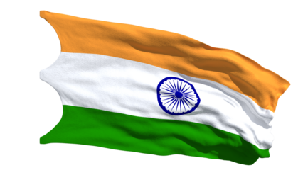 The Indian National Flag Rippling in the Wind