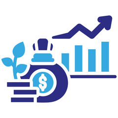 Growth icon in Glyph Dual Color Style. Simple Vector Design. Simple Vector Glyph Icon