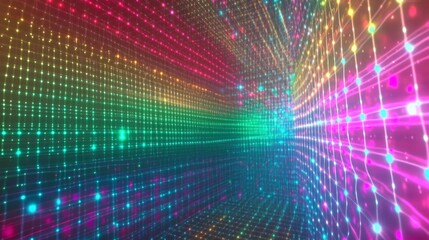Fototapeta premium Rainbow Grid of Light, Futuristic Digital Art