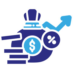 Interest Rate icon in Glyph Dual Color Style. Simple Vector Design. Simple Vector Glyph Icon