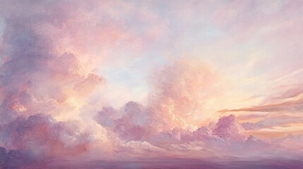 Fototapeta premium Ethereal Light Pink Fantasy Cloudscape Panorama