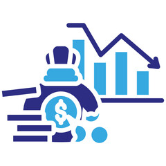 Obraz premium Financial Crisis icon in Glyph Dual Color Style. Simple Vector Design. Simple Vector Glyph Icon