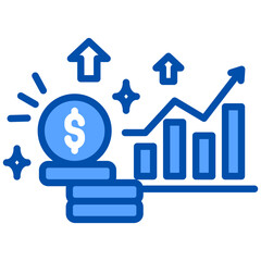 Profit icon in Blue Color Style. Simple Vector Design. Simple Vector Flat Icon