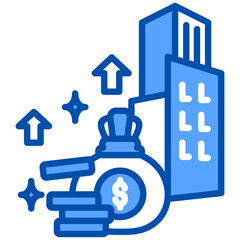 Value Investment icon in Blue Color Style. Simple Vector Design. Simple Vector Flat Icon