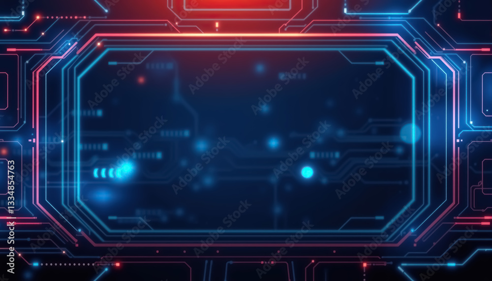 Poster Abstract technology background with circuit board patterns glowing lights and futuristic design