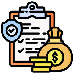 Fototapeta premium Investment Policy icon in Flat Color Style With Outline. Simple Vector Design. Simple Vector Flat Icon