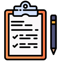 Assessment icon in Flat Color Style With Outline. Simple Vector Design. Simple Vector Flat Icon