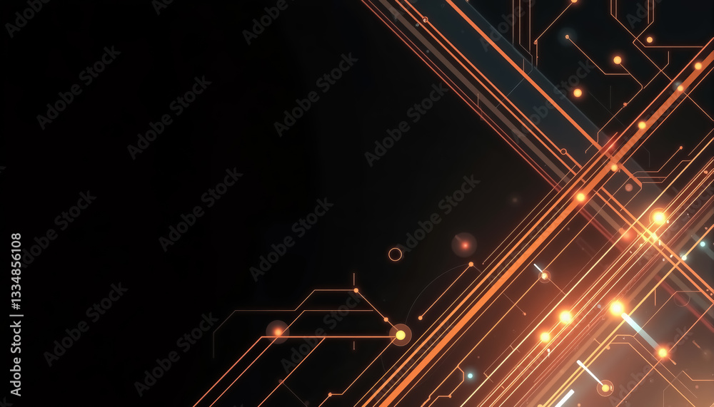 Aufkleber futuristic circuit board design with glowing lines and nodes against dark background