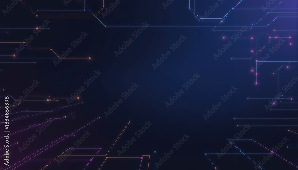 Poster Abstract network connections with glowing points futuristic and technological feel