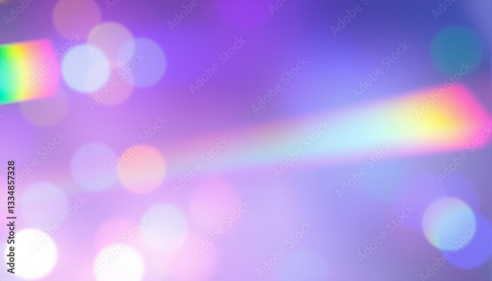 Poster abstract featuring smooth gradients of purple and blue with bokeh and spectral light flare