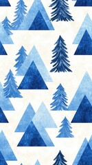 Stunning seamless pattern of blue and white watercolor mountains creating a beautifully artistic and serene landscape