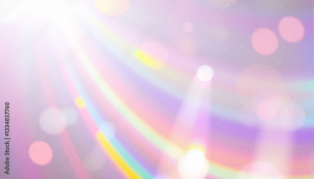Poster dreamy light streams with rainbow hues and bokeh magical ethereal atmosphere