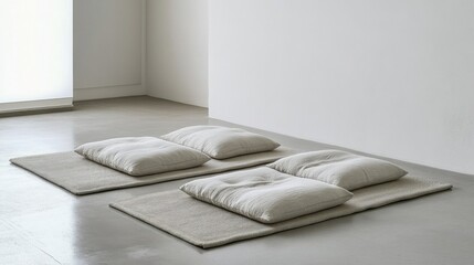 Minimalist Bedroom with Tatami Mats and Soft Lighting