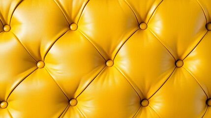 Fototapeta premium Yellow tufted leather upholstery with buttons, luxurious and elegant texture.