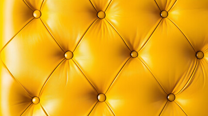 Fototapeta premium Yellow tufted leather upholstery with buttons, luxurious and elegant texture.