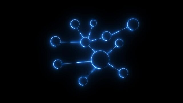 networking topology Motion graphic of cyan technology icon network connection abstract background . Communication, used for communication. 4k video. global internal net connection icon animation.