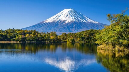 Fototapeta premium Majestic Mountain Reflected in Calm Lake Waters