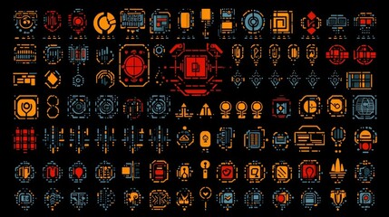 Colorful Digital Interface Elements for User Interface Design and Data Visualization Projects