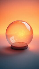 Delicate glass sphere surrounding warm light source, warm, inner