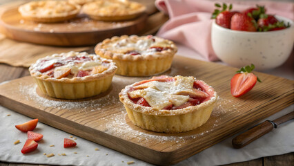 Custard-Filled Strawberry Rhubarb Pie Mini Tarts 