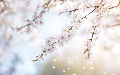 Obraz premium Blooming cherry plum tree, spring background. 