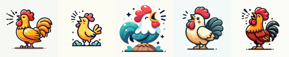Vector of a rooster crowing.