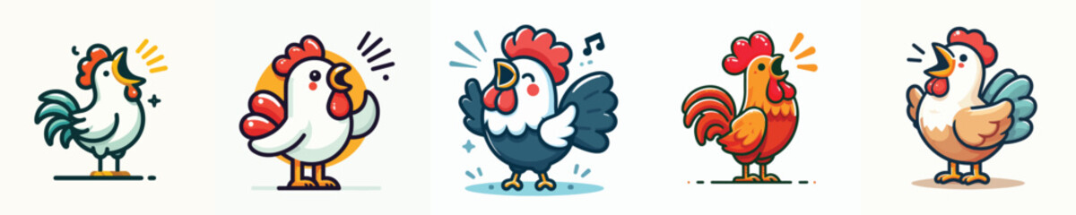 Vector of a rooster crowing.
