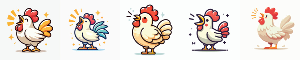 Vector of a rooster crowing.