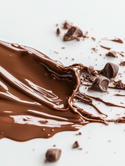 Fototapeta premium Indulgent Chocolate Splash: A Decadent Dessert Still Life with Rich, Melted Cocoa, Perfect for Sweet Treat Lovers and Culinary Art Enthusiasts