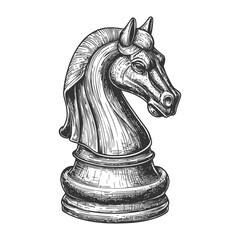 Vintage Sketch of a Knight Chess Piece Classic Illustration Design