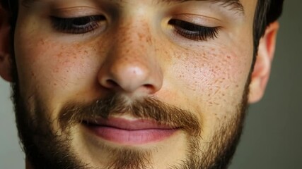 Young man with freckles and a slight smile captured during an indoor moment of reflection or relaxation - Powered by Adobe