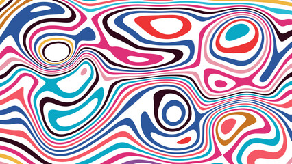 ABSTRACT ILLUSTRATION MARBLED TEXTURE LIQUIFY PSYCHEDELIC COLORFUL DESIGN. OPTICAL ILLUSION BACKGROUND VECTOR DESIGN