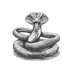 Detailed Illustration of a Coiled Snake Ready to Strike