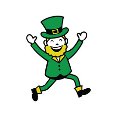 Outline of a cheerful leprechaun dancing vector art illustration.eps