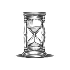 Vintage Hourglass Illustration in Black and White Style Design