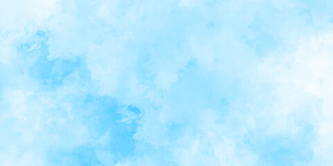 Abstract background with panorama of blue sky and white cloud nature design. horizon spring morning sky with clouds background. hand painted watercolor shades sky clouds.