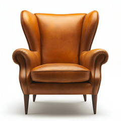 Elegant Leather Armchair with Modern Design and Brown Upholstery: Perfect Stylish Seating for Living Room and Home Decor