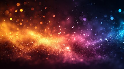 Obraz premium Vibrant cosmic particles swirling in a colorful galaxy backdrop during a starry night