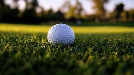 Obraz premium Golf ball lying on the grass