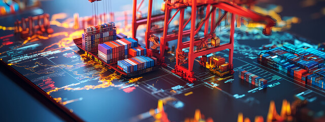 Obraz premium Global Trade and Logistics Visualization