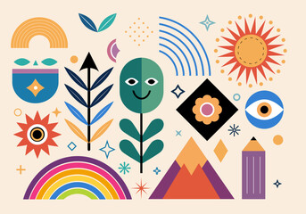 Colorful geometric abstract design elements