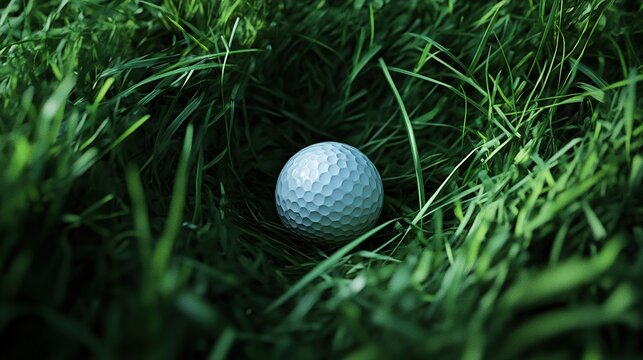 Golf ball lying on the grass