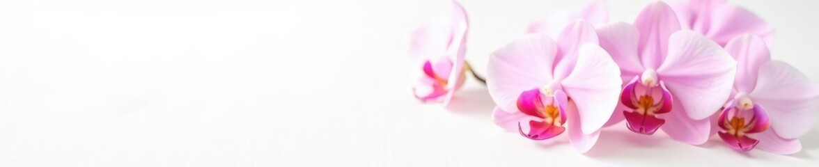 Delicate pale pink orchid flowers on white background, orchid, white