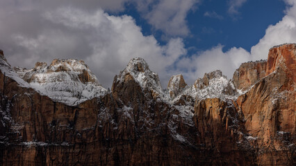 A light layer of snow covers the Sundial, Witch Head and the Altar of Sacrifice, all part of the...