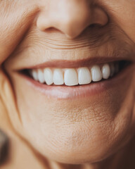 Obraz premium Elderly woman smiling brightly in natural lighting 