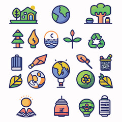 ecology icons set