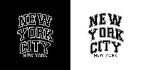 NEW YORK CITY NYC Name Arched Retro Vintage Black White Lettering Vector Design